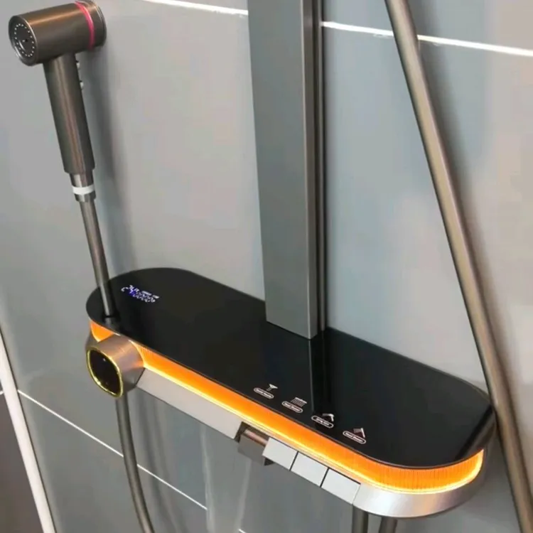 N0750枪灰氛围灯花洒,带数显