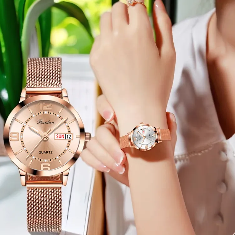送老婆女士手表送礼物女款韩版休闲时尚潮流日历防水石英表腕表商品图