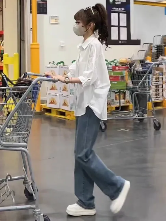 【专柜品质】长袖白色衬衫女宽松显瘦时尚洋气休闲气质百搭上衣