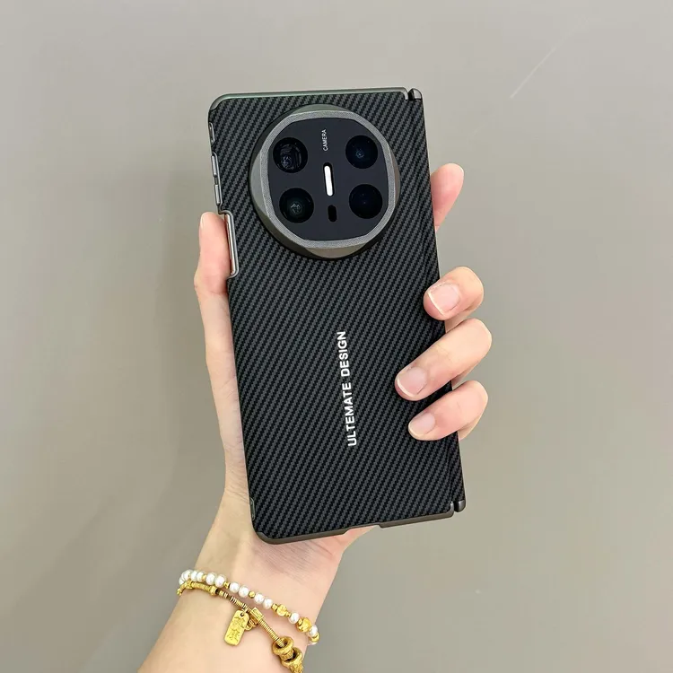 适用华为MateX5*6荣耀V5*ViVo foid5碳纤维纹理双中轴保护手机壳
