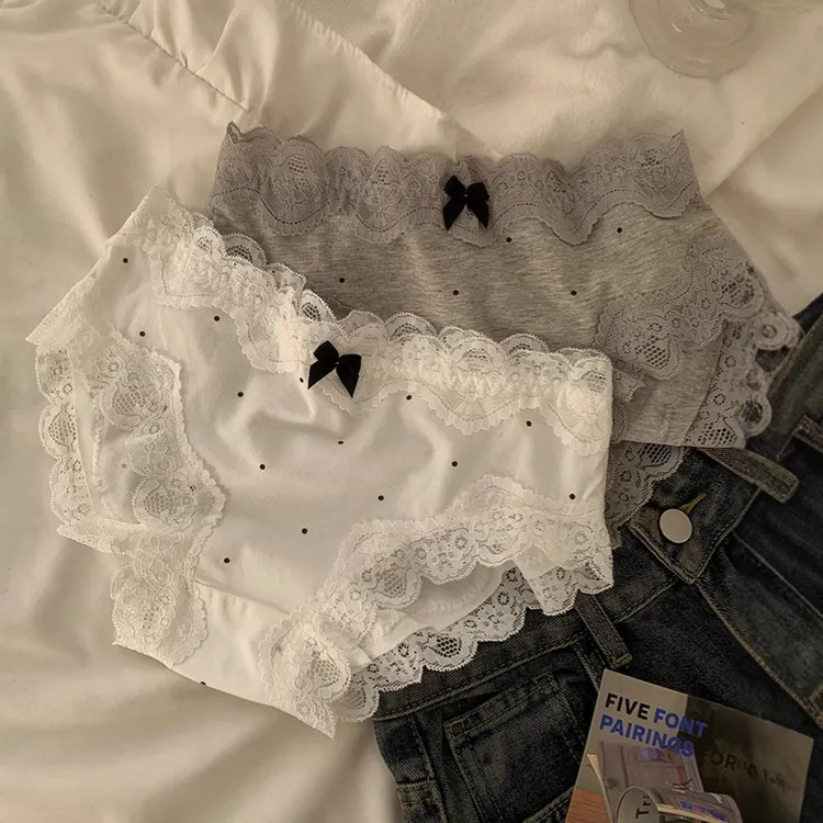 A类棉甜美法式复古风蕾丝边女士三角裤2025年四季内裤女抗菌棉裆