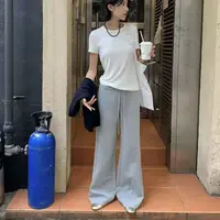 小橙子 自留款！！！微喇灰色卫裤