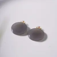 L【玉总珠宝】18k金和田玉烟紫圆牌吊坠首饰多样性发一CAN061106