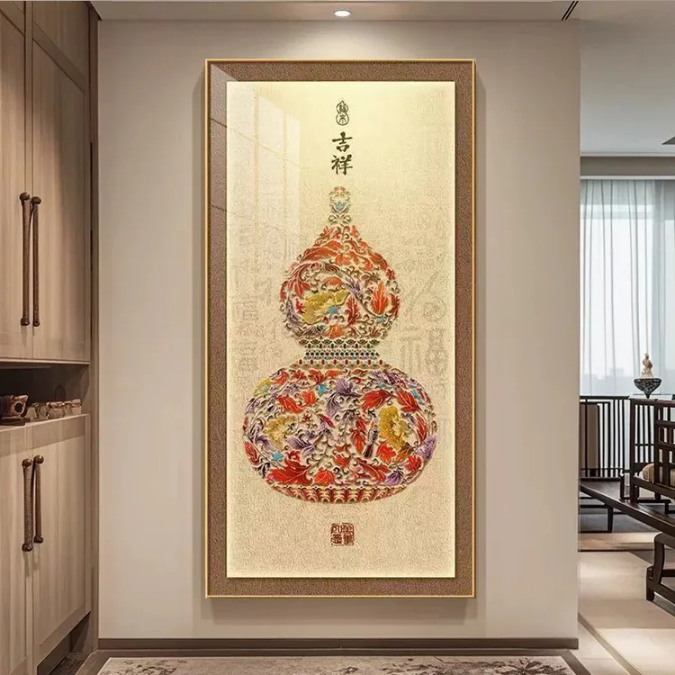 八宝福禄图 玄关装饰画 现代装饰画晶瓷镶钻现代玄关挂画