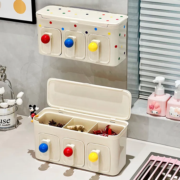 多巴胺双层调料盒调味免打孔创意家用多功能收纳盒密封储物香料盒