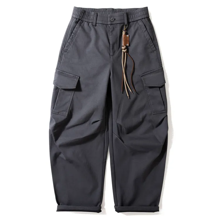 Enbi Simcotton美式大口袋工装裤痞帅阔腿裤子重磅加厚款垂感长裤