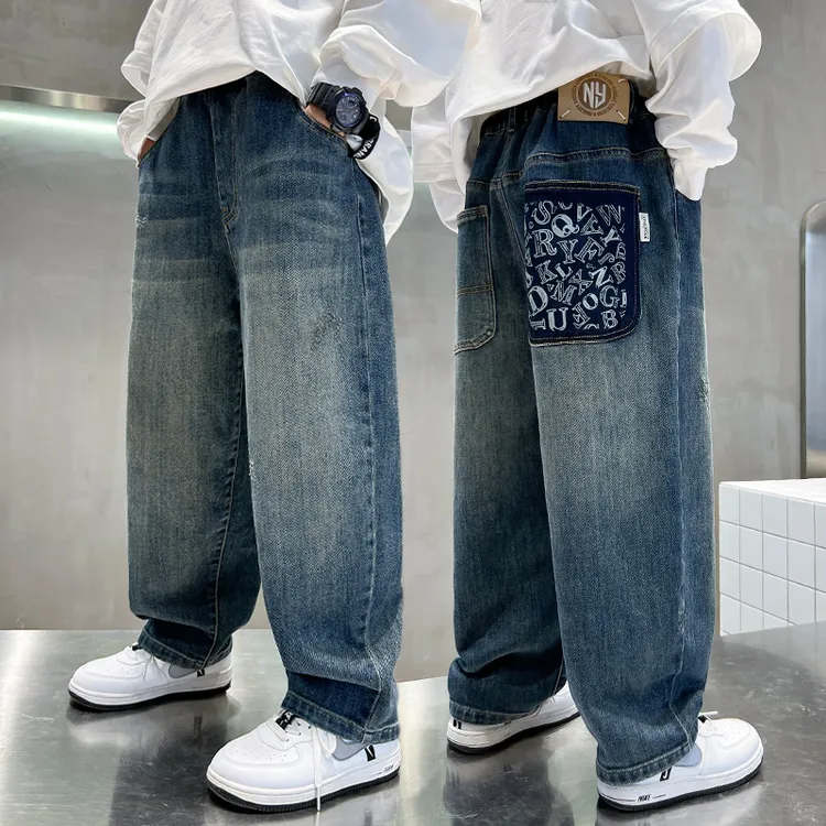 男童秋装裤子2025新款韩版儿童牛仔裤春秋炸街痞帅中大童长裤潮酷