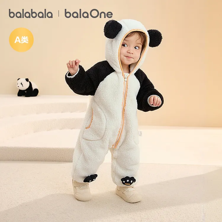 【balaOne】巴拉巴拉婴儿连体衣秋冬宝宝外出抱衣爬服2025新款绒感