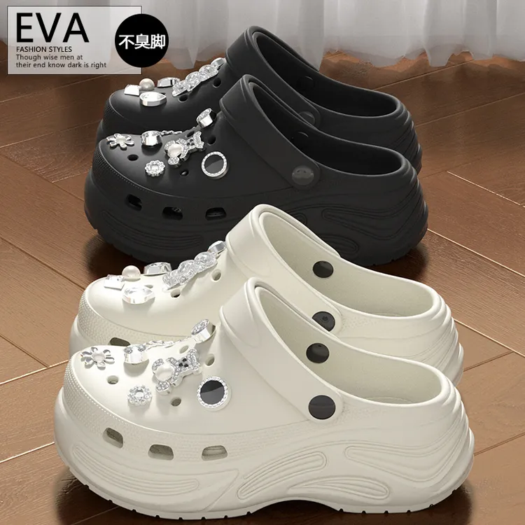 厚底洞洞鞋女款夏季外穿2025新款爆款百搭透气沙滩防滑凉拖鞋女士