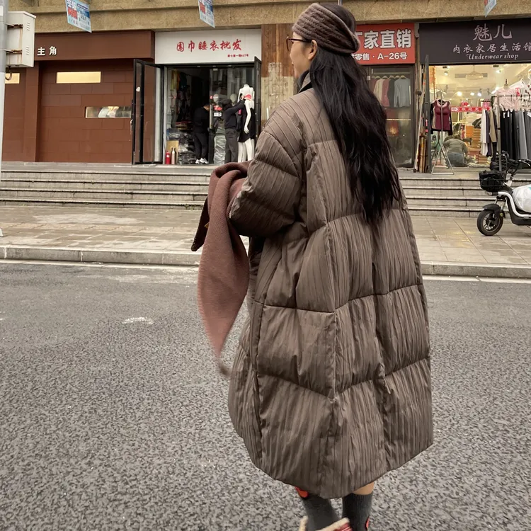 高级感风衣款羽绒服长款25冬高级感显瘦90白鸭绒保暖外套2025