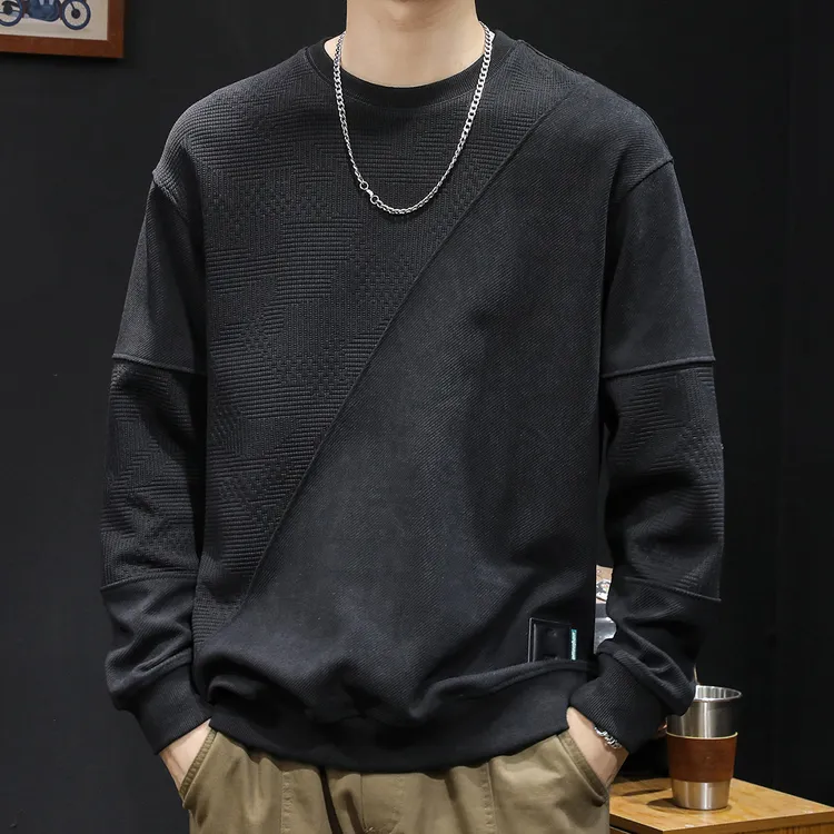 潮牌加绒卫衣男春秋款拼接男款衣服秋季新款男士长袖大码男装