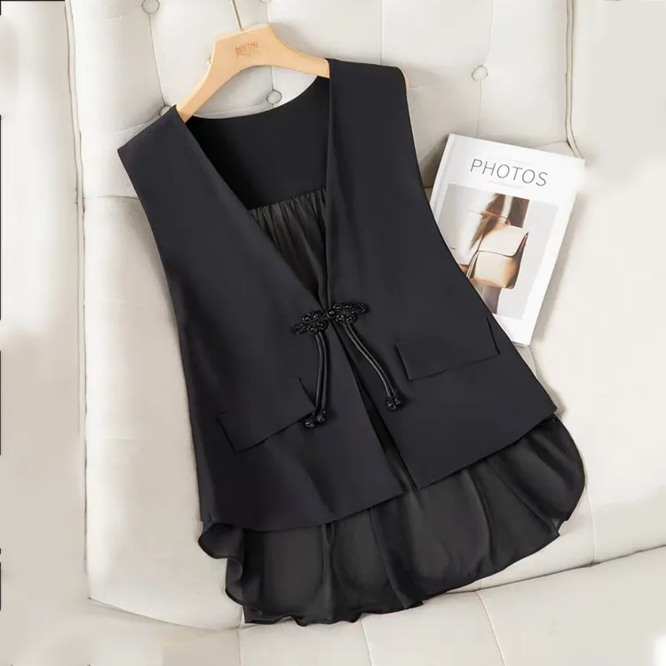 夏季雪纺马甲女薄款2026中式国风女士马夹背心女外搭小坎肩