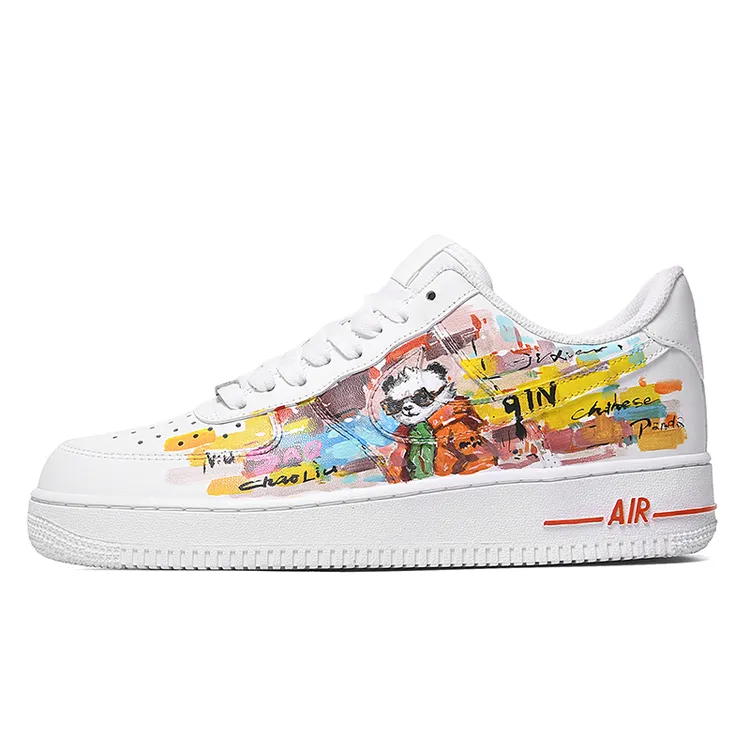 NIKE/耐克Air Force 1 定制球鞋酷炫熊猫国潮涂鸦嘻哈CW2288-111