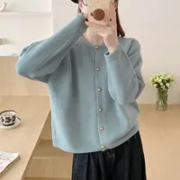 【复古铜扣】韩版温柔春秋新款毛衣针织开衫外套女百搭宽松