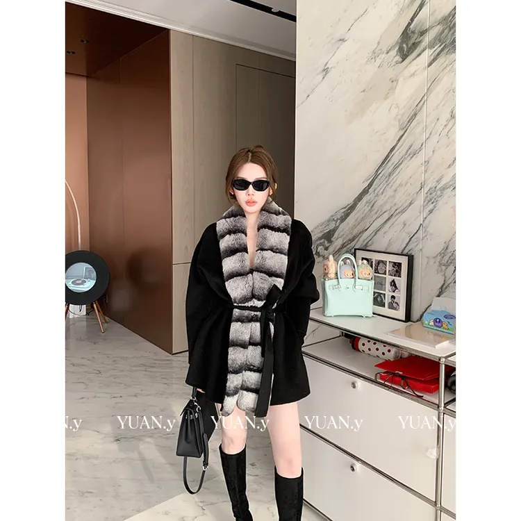 媛媛【邂逅巴黎】獭兔毛毛领外套秋冬高级感100羊毛大衣女#DY0185