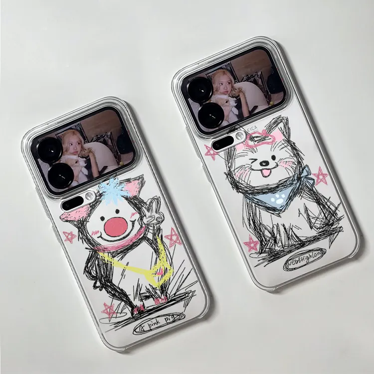 凌乱线条猪猪猫咪适用iPhone17/16手机壳苹果15华为vivo小米oppo