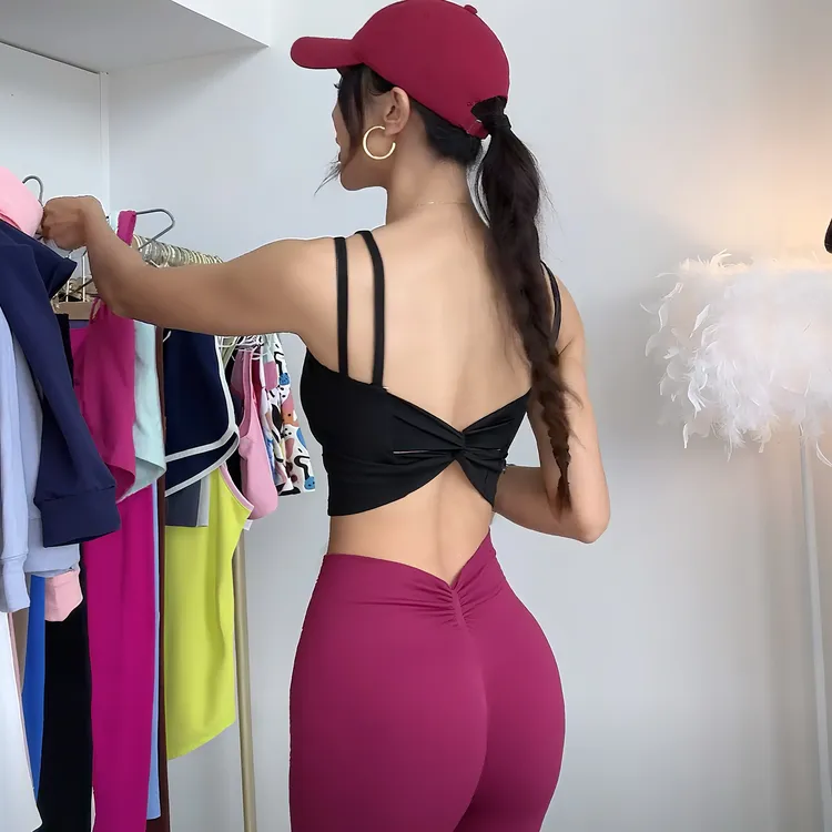 新款套装背心一体式运动美背内衣女防震收副乳套装背心女内搭吊带