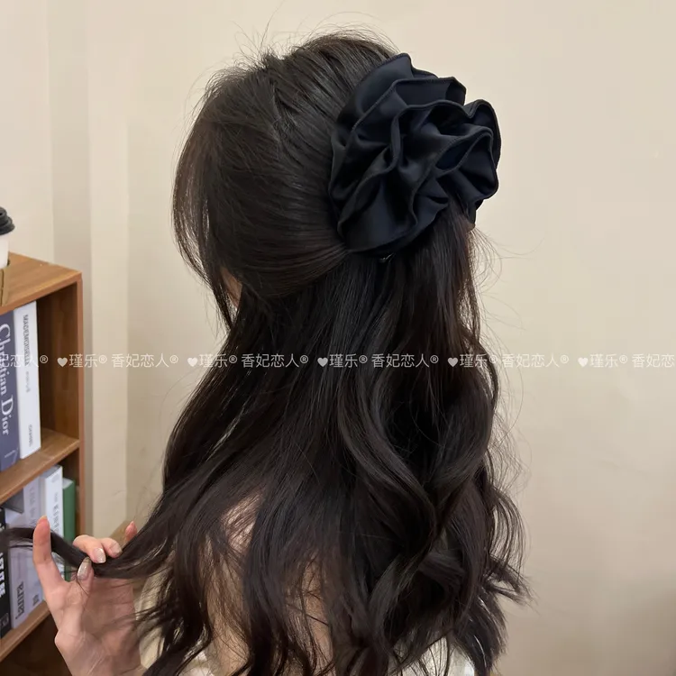 瑾乐多层缎面香蕉夹竖夹发饰简约发抓高级发夹气质发饰头饰