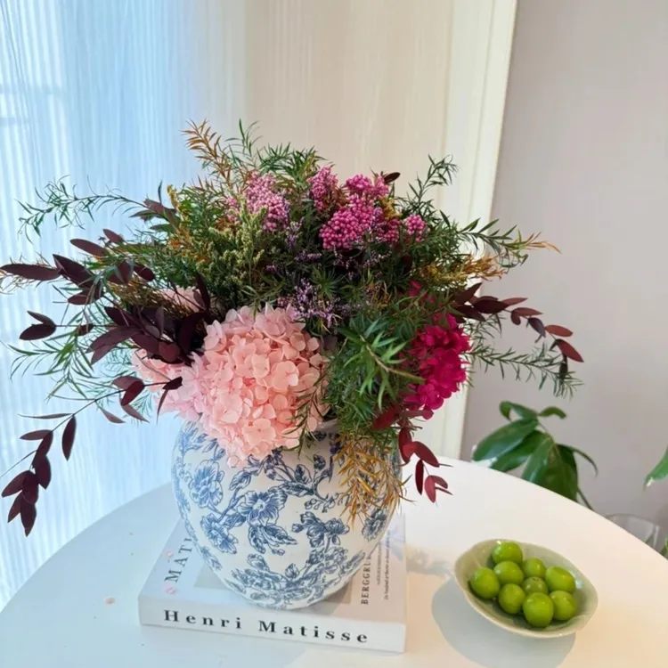 【花开富贵】玄关餐桌斗柜岛台客厅轻奢永生花摆件百搭花束家居装饰