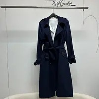 韩国【岚峰】藏青色条纹高级不一样的风衣