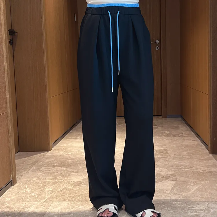 薄款阔腿裤卫裤拖地裤显瘦抽绳弯刀裤透气百搭宽松长裤裤子女