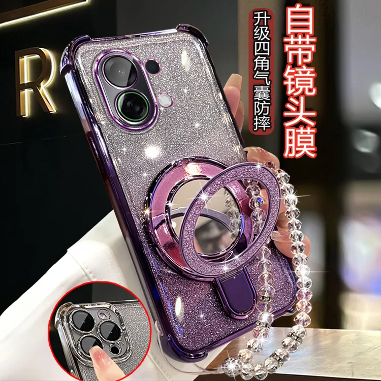 适用OPPOK13Turbo新款手机壳带镜子支架网红5g硅胶PLM110全包软壳