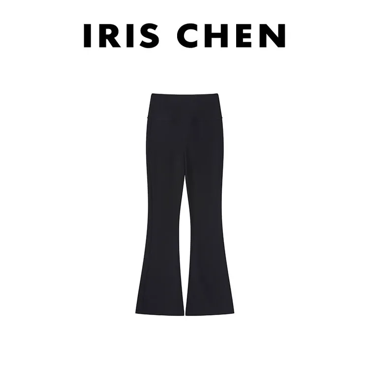IRIS CHEN 真丝羊毛微喇裤 2025秋冬350g高弹力显瘦休闲裤25KZ791