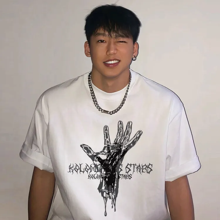 HIP潮牌美式高街印花短袖T恤重磅百搭休闲宽松大码半袖上衣体恤衫