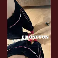 【Rose Yun】超柔触感夜幕蓝天丝腰链直筒裤    JY095043