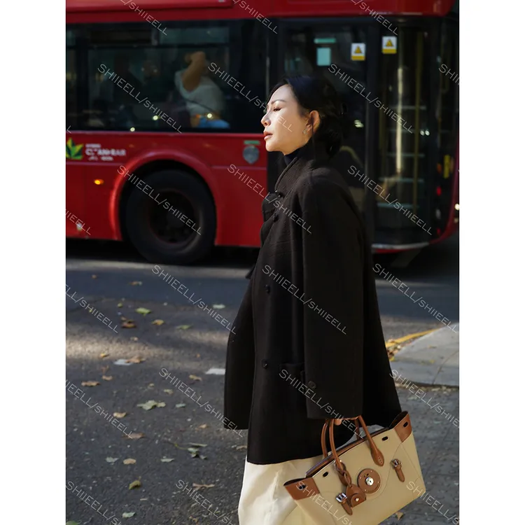 SHIIEELL【暖砾】冬季新款毛呢外套女百搭中长款羊毛毛呢大衣ZD559