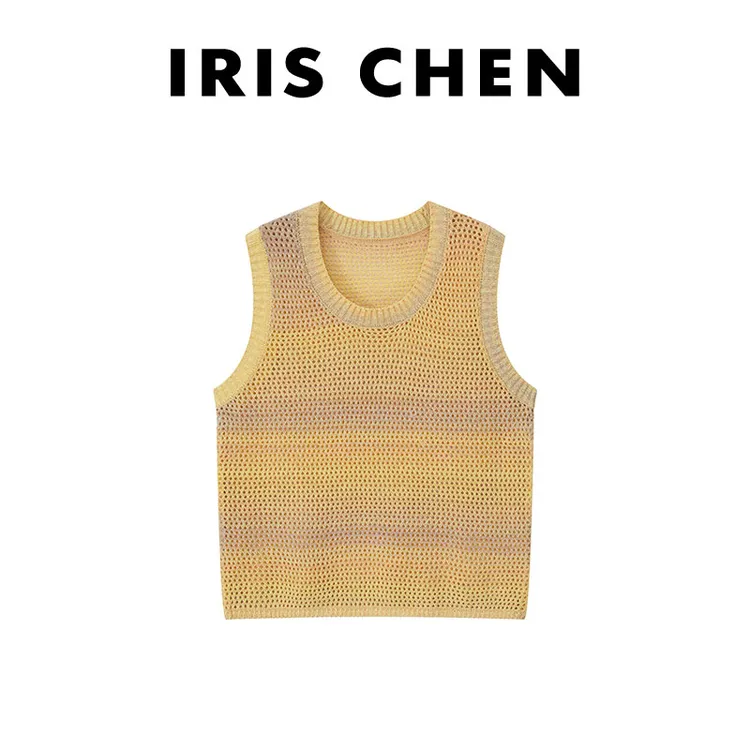 现货IRIS CHEN 落日马甲 2025夏款棉质透气彩色条纹背心25BX483