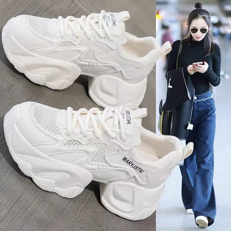 网红杨幂同款老爹鞋女内增高8CM厚底小白鞋女休闲运动鞋百搭女鞋