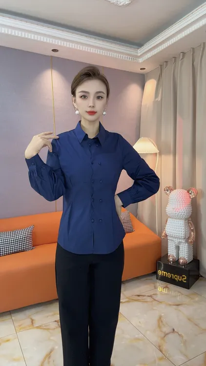 显瘦时尚长袖薄款花瓣纽扣女装休闲上衣气质Z1505