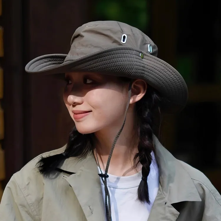 新款户外露营渔夫帽子太阳遮阳男女登山出游防晒帽西部牛仔帽V348