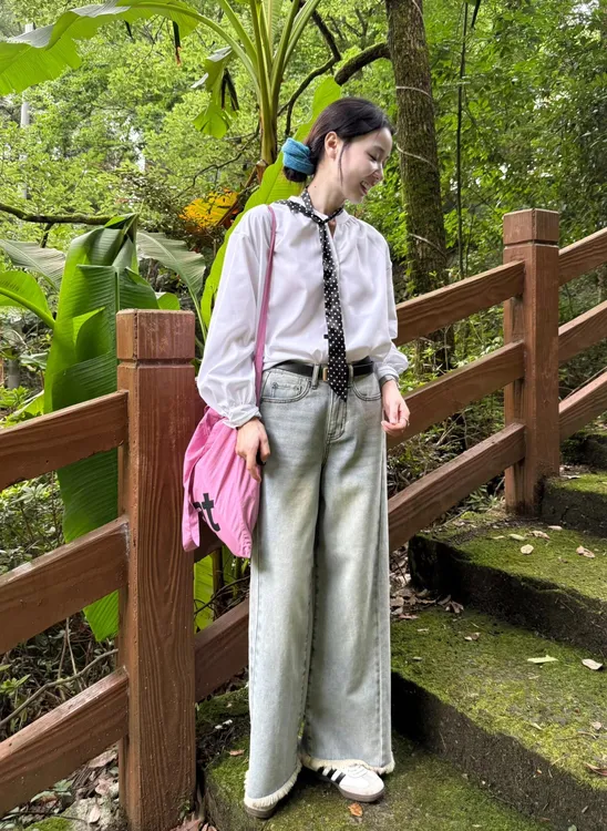 酷飒风女装高级感白色衬衫长袖上衣女2025新款秋季简约百搭牛仔裤