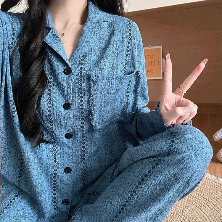 【长袖套装】大码250斤睡衣女士长袖长裤套装新款网红家居服春秋季