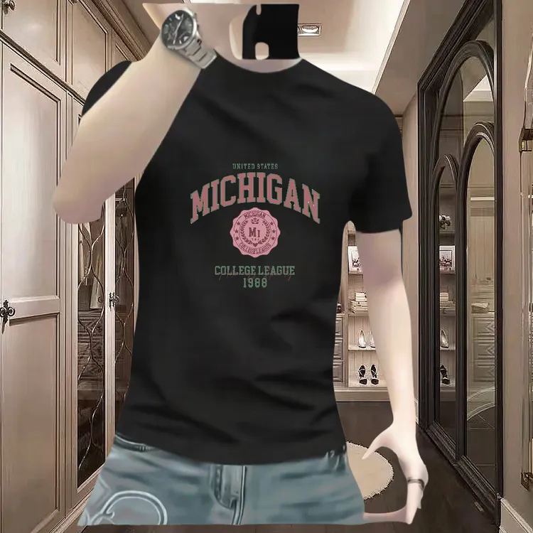 2025短袖t男士时尚休闲百搭夏季潮流修身圆领