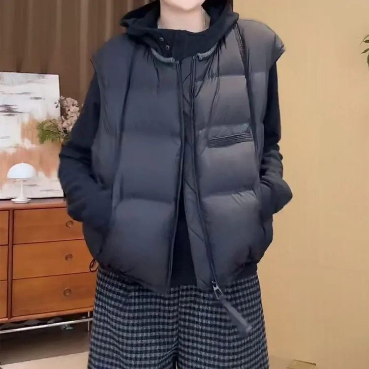时髦洋气短款白鸭绒马甲女士秋冬新款设计感小众百搭马甲