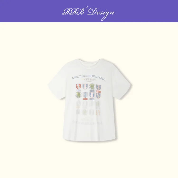 RRB Design「徽标T」宽松显瘦圆领印花图案字母短袖T恤时尚百搭上衣