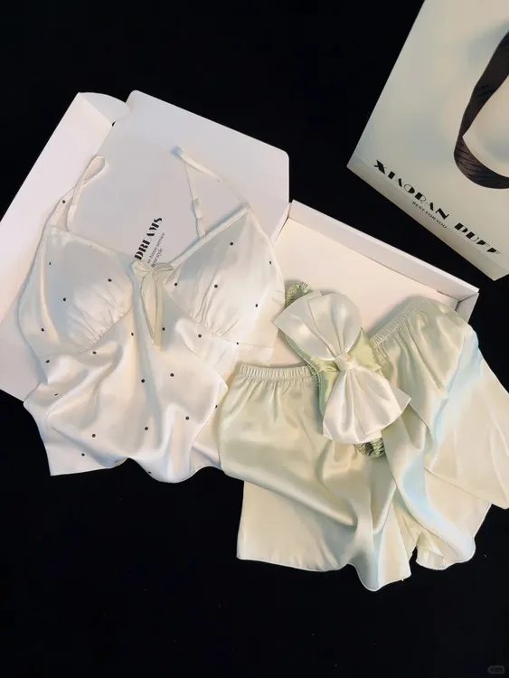 【DMXJ大梦想家】法式纯欲波点睡衣女夏季款冰丝背心短裤家居服套装