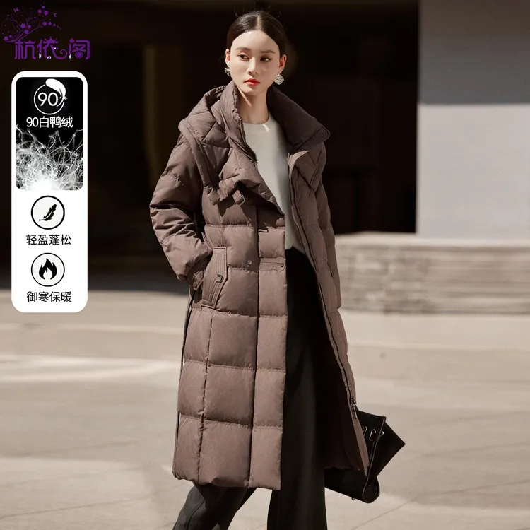 高端羽绒服女中长款2025新款冬季时尚洋气加厚保暖过膝白鸭绒外套