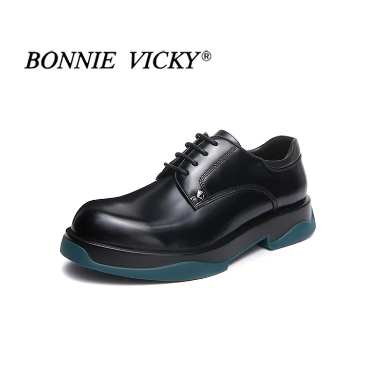 预售男士皮鞋时尚休闲鞋商务正装牛皮黑面绿底德比鞋舒适百搭潮流