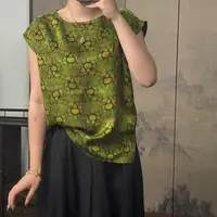 100桑蚕丝！绿葫芦简约上衣