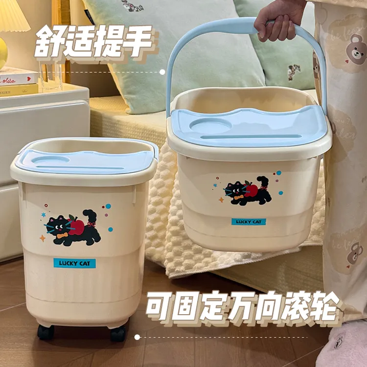 带轮泡脚桶家用过小腿高深女士洗脚盆秋冬保温过膝养生按摩足浴桶