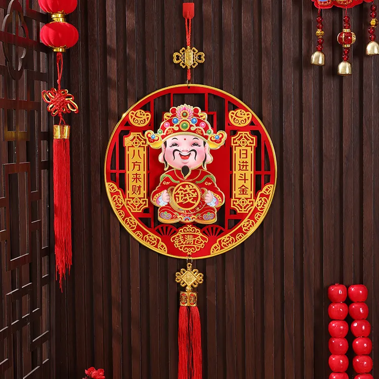 2025新款电动财神爷挂件点头转钱春节客厅装饰室内手工礼品