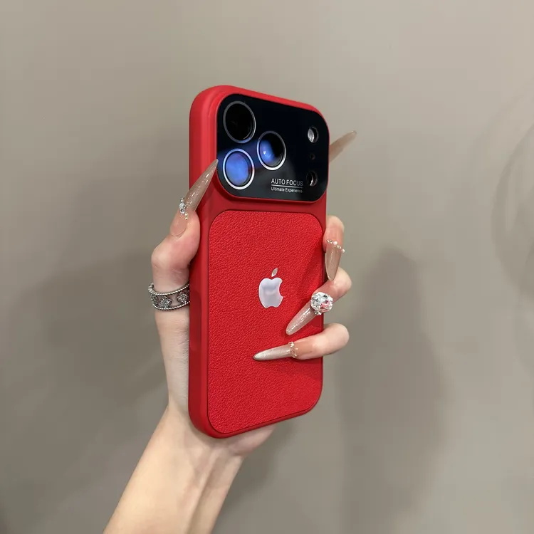 大视窗荔枝纹适用苹果17promax手机壳小众iPhone16时尚15创意14女