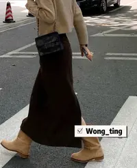 【W_ting】2025新款两色直筒半身长裙8955
