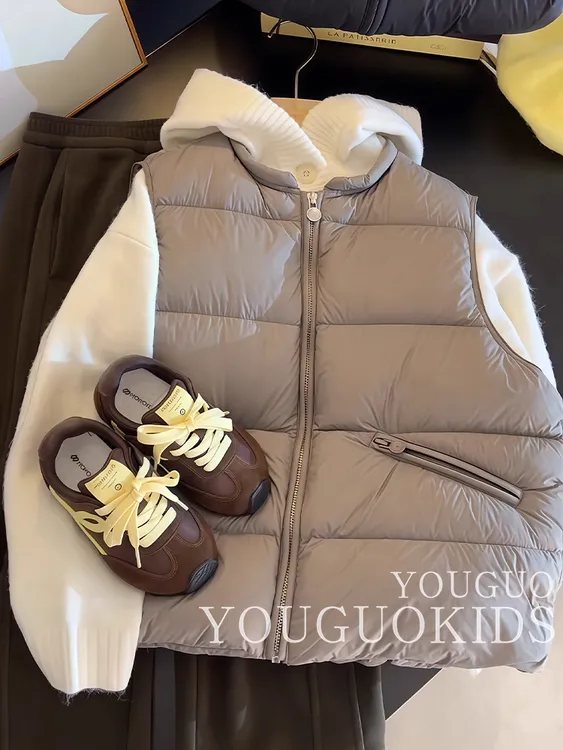 女童羽绒马甲秋冬装2025新款洋气儿童高级感秋季背心保暖坎肩外套