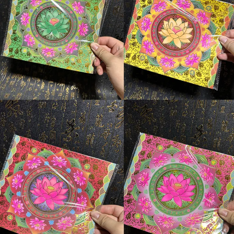 双面彩印圣洁莲花烫金手工折纸19x21cm折纸用品