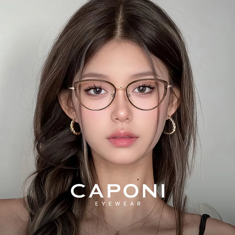 CAPONI美式猫眼眼镜近视女度数可配超轻显脸小防蓝光眼镜框素颜镜